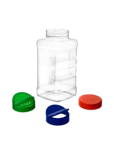 Pet borcan patrat din plastic 1 litru + capac