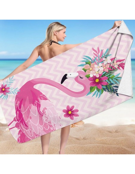 Prosop pentru plaja, dreptunghiular, 150x70 cm, model roz flamingo, REC54WZ13