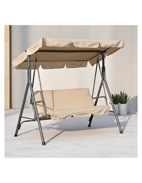 Balansoar gradina acoperit, 3 locuri, maxim 260 kg, perne bej, JollyMag, HO01K