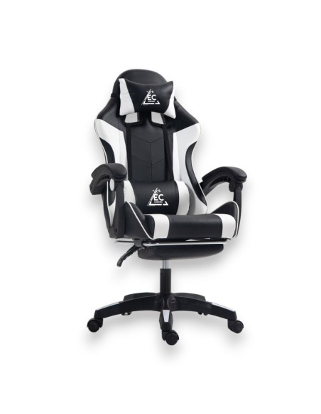 Scaun de gaming negru, cu perna lombara si suport picioare, max 150 kg, 64x116-123 cm, JollyMag, KO24B