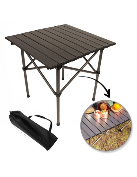 Masa pliabila pentru gradina, camping sau pescuit, maro, tip valiza, JollyMag, SC10BR, 53x51x50 cm