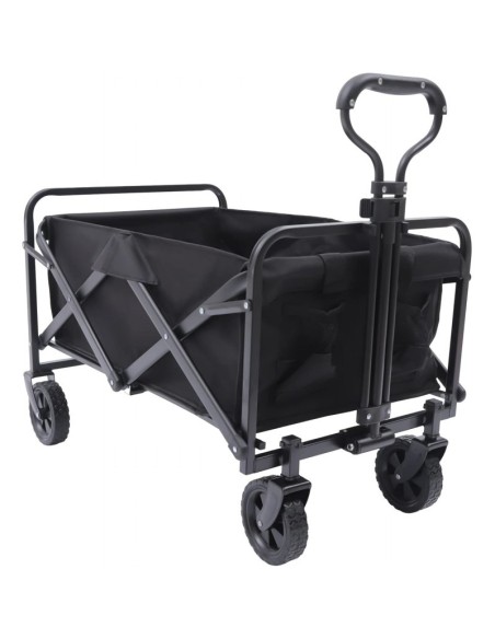 Carucior de gradina pentru transport, pliabil, metalic, negru, JollyMag, AR07CZ, 72x47x68-87cm