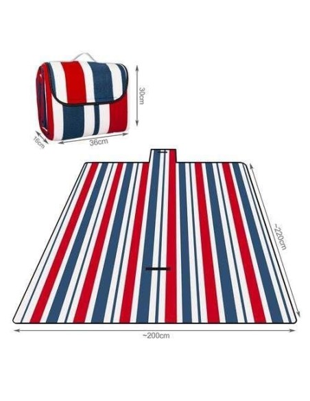 Patura picnic, model dungi, rosu, alb, albastru, 200x220 cm